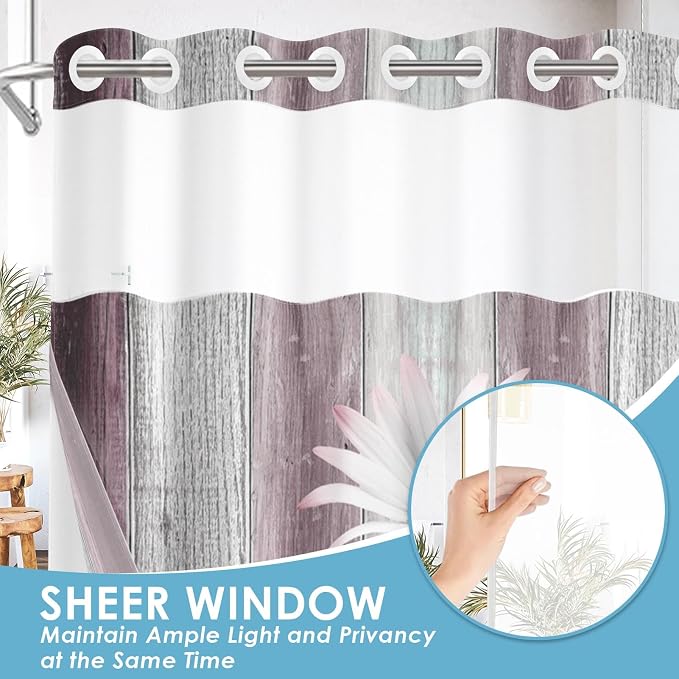 No Hook Flower Daisy Shower Curtain - Image 4