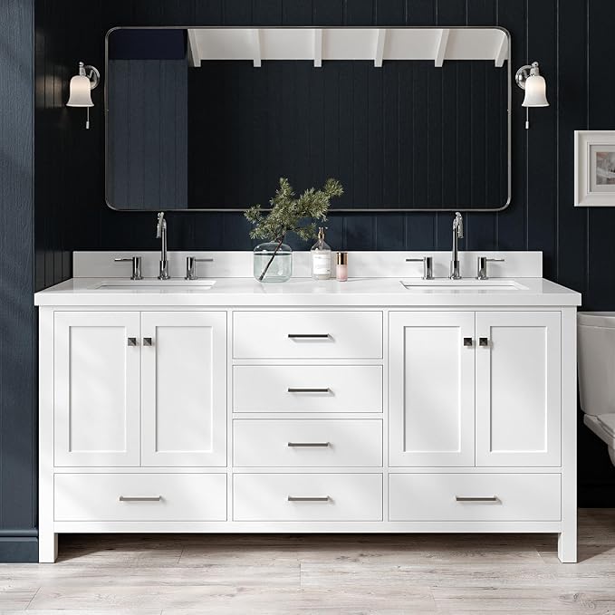 ARIEL Double Bathroom Vanity 73" White by Ariel