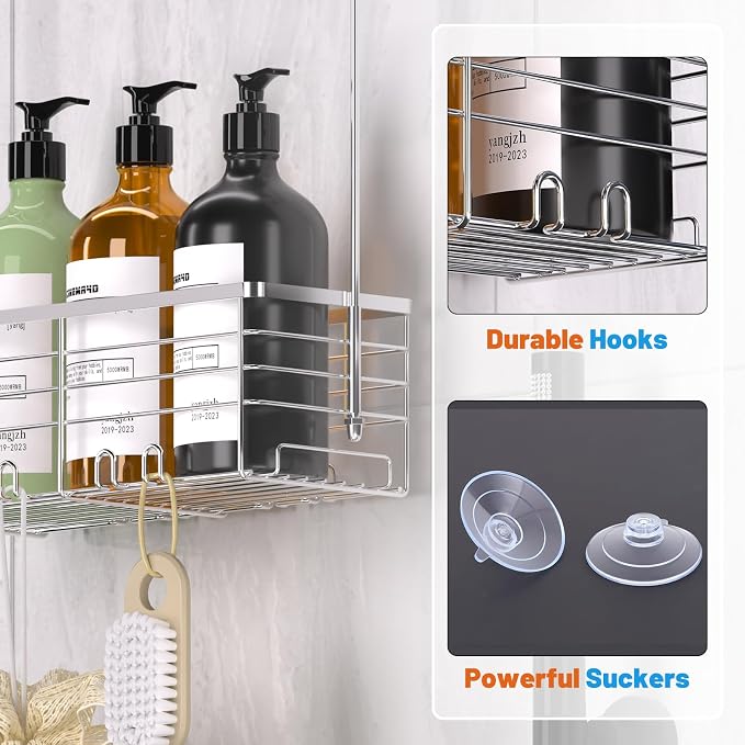 YUOROS Shower Caddy Hanging, Over the Door Shower Organizer Rack 304 Stainless - Image 3