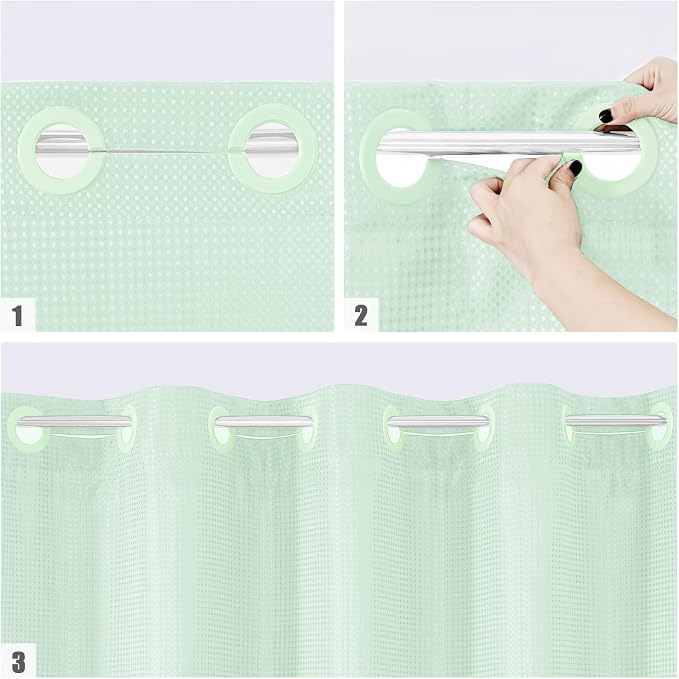 MitoVilla No Hooks Needed Extra Long Shower Curtain Liner Set - Image 4