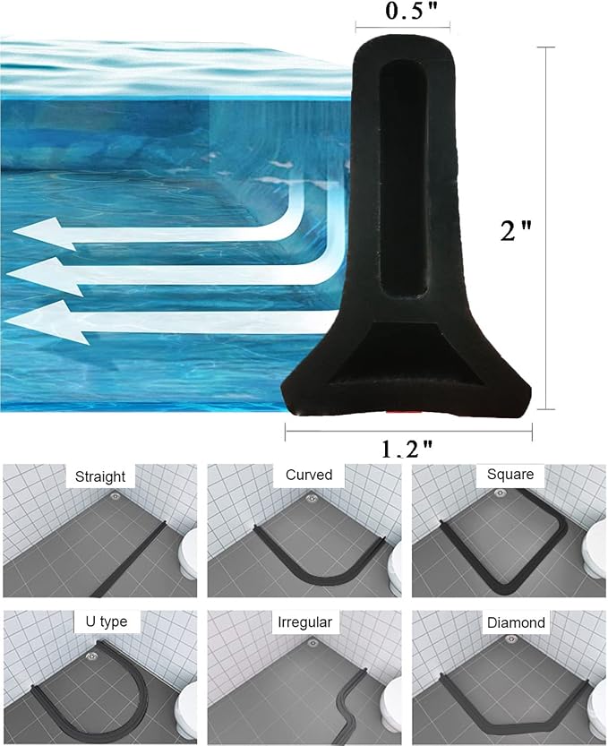 98Inch Collapsible Shower Threshold Water Dam 2" High Shower Barrier Water - Image 2