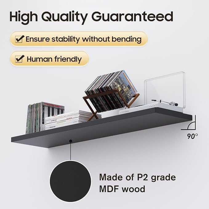 Floating Shelf, 24 in W x 12.75 in D x 2 in H Wooden Floating Wall Shelf - Image 5