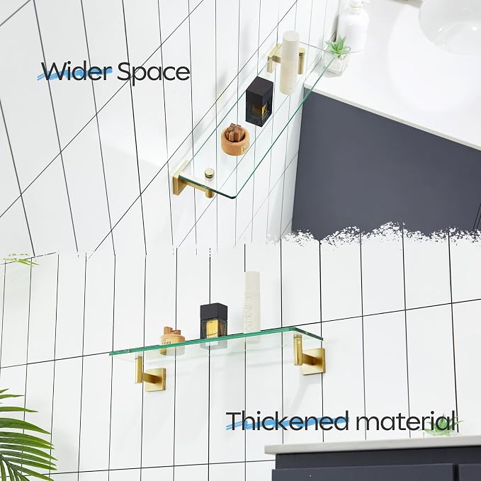 KOKOSIRI Wall Shelves Floating Shelf 20'' Gold Stainless Steel Bathroom - Image 4