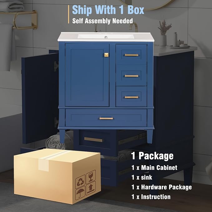 Bathroom Vanity Cabinet Sink 30”, Single Sink Top Combo Set - Image 7