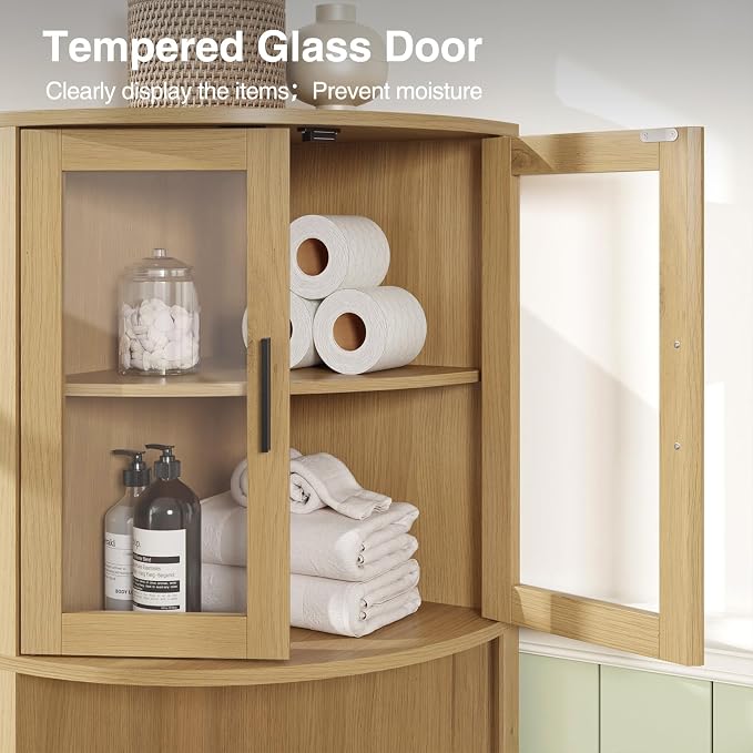 64.9" Tall Corner Cabinet, Modern Fluted Storage Cabinet - Image 5