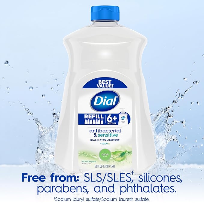 Dial Antibacterial Defense Liquid Hand Soap + Aloe, Aloe Scent, 52 Fl Oz Hand - Image 6