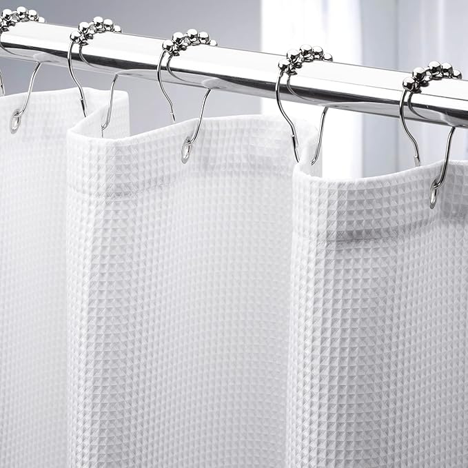 AmazerBath 78 Inch Shower Curtain Fabric, Waffle Shower Curtain 72x78 Inches by AmazerBath