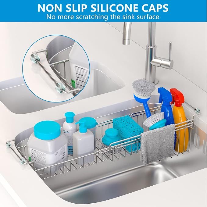 Over The Kitchen Sink Caddy Sponge Holder Organizer Drying Rack Expandable - Image 3