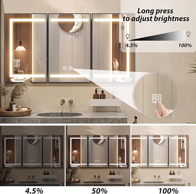 APRILSOUL 60X32 Inch Black Bathroom Medicine Cabinet - Image 5