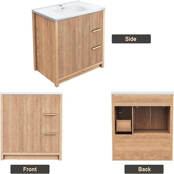 30'' Bathroom Vanity with Ceramic Single Sink Combo, Small Freestanding - Image 6