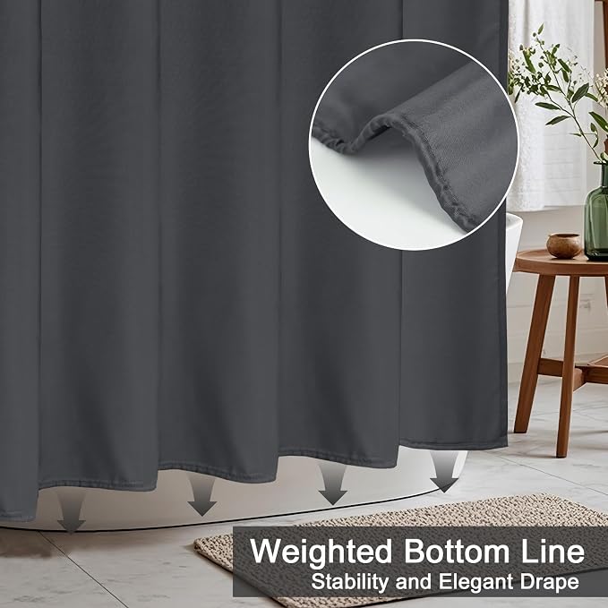 AooHome Hotel Fabric Shower Curtain Liner, Solid Bathroom Curtain - Image 3