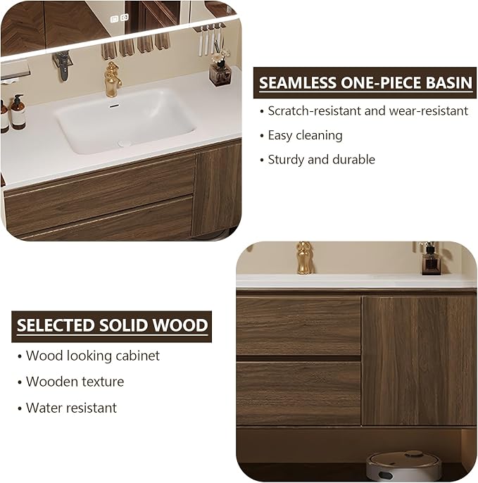 Floating Bathroom Vanity 32 inch, Restroom Vanity Set Includes Smart LED - Image 6