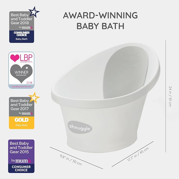 Shnuggle Newborn Baby Bath | Built in Support Bump and Soft Backrest | Suitable - Image 3