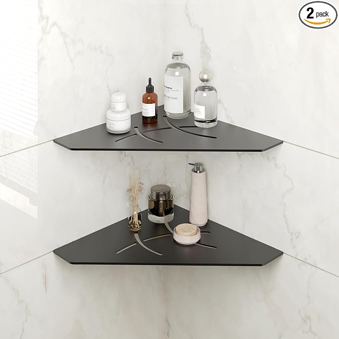 FerdY 2-Pack 10" Matte Black Recessed Corner Shower Shelf, by FerdY