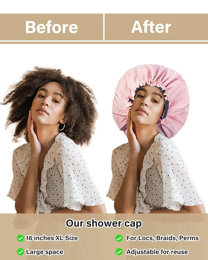 Aquior Shower Cap, Extra Adjustable Shower Caps - Image 6