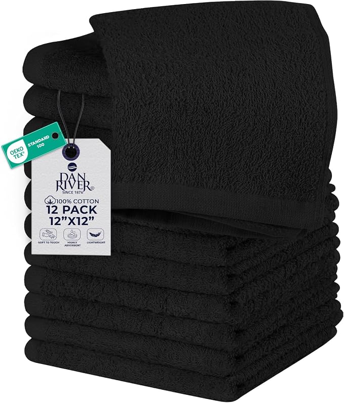DAN RIVER 12 Pack Wash Cloths for Showering by DanRiver