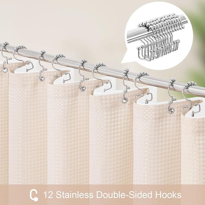 3 in 1 Stall Half Size Blush Pink Shower Curtain Set-36 W x 72 H, Modern Waffle - Image 3