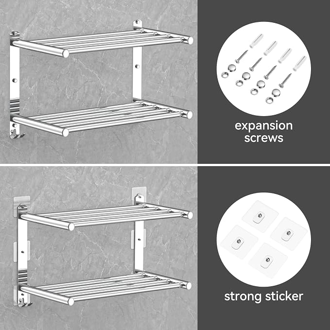Adjustable Towel Bar for Bathroom Wall Mount17-30.7inch Adhesive Shower Towel - Image 5