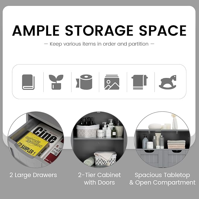 COSTWAY Bathroom Storage Cabinet, Freestanding Storage Organizer - Image 5