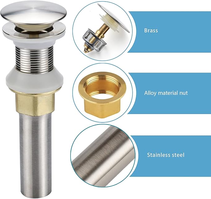 Bathroom Sink Drain, 2 Pack Drain Stopper Bathroom Sink Without Overflow - Image 3