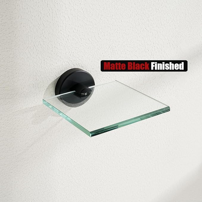 JQK Small Floating Glass Shelves Black, 4 Inch Display Ledges - Image 6