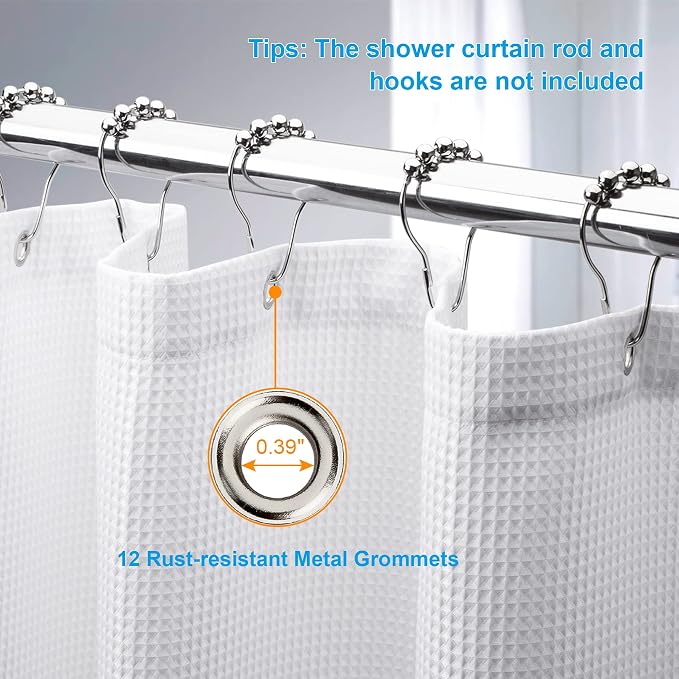 AmazerBath Short Shower Curtain 72x65 Inches, Heavy Duty 240GSM, Fabric Shower - Image 3