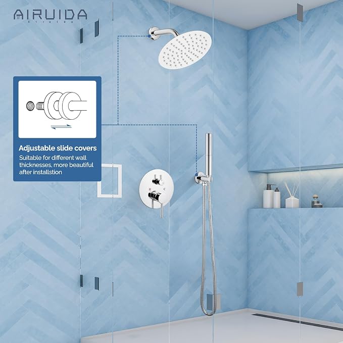 Airuida Shower Fixtures 2 Functions Shower Faucet Set Wall Mounted - Image 2