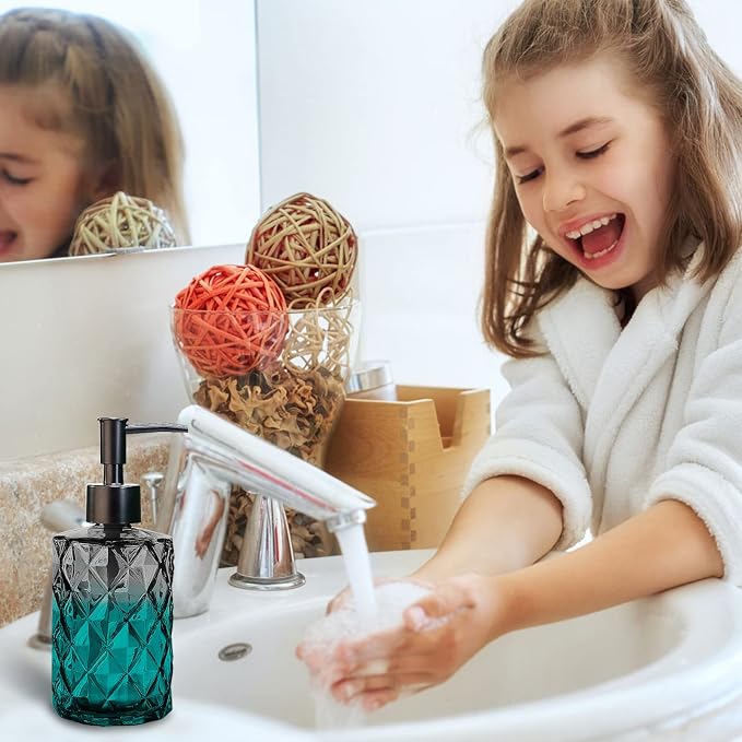 Glass Soap Dispenser with Plastic Pump, 330ml/11oz. Liquid Hand Soap Dispenser - Image 6
