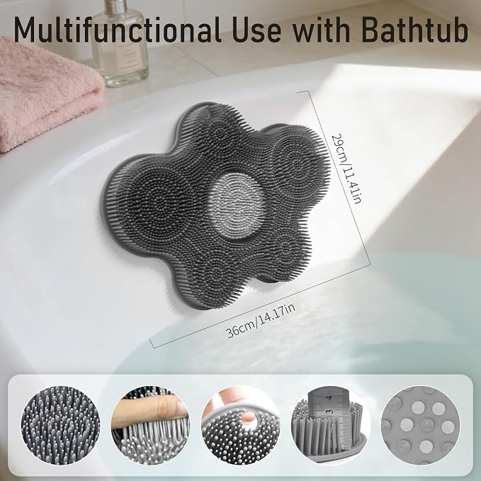 Shower Foot Scrubber Mat Silicone Back Exfoliating Cleaner, Feet Message Bath - Image 8
