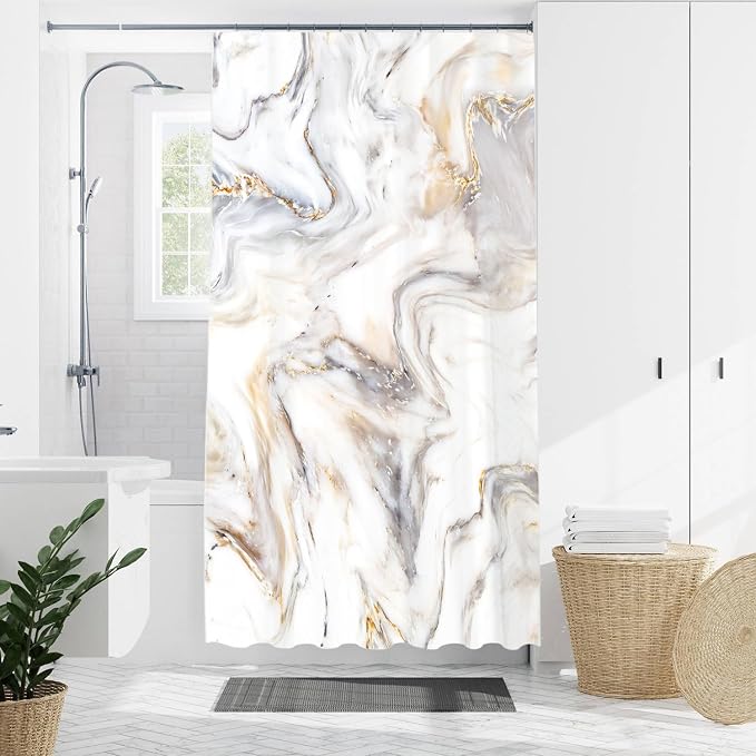 Domoku Marble Waterproof Shower Curtain by DOMOKU