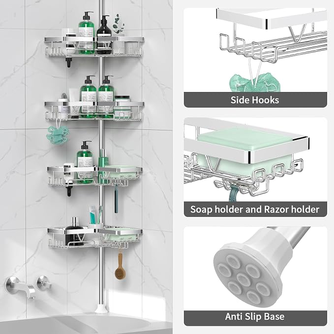 Corner Shower Caddy Tension Pole - Image 5