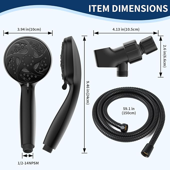 Hand Held Shower Head, High Pressure 6 Spray Mode Handheld Showerhead, Matte - Image 6