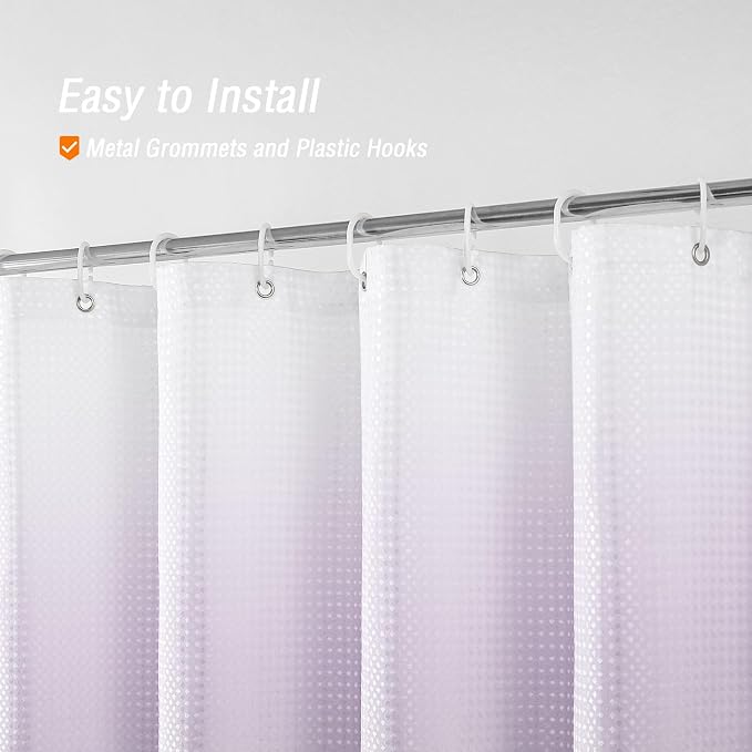 Gibelle Purple Shower Curtain, Waffle Weave Ombre Fabric Shower Curtain Purple - Image 5