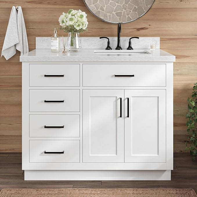 ARIEL Hepburn 43 Inch Single Sink Bathroom Vanity in White, 1.5 Edge Italian - Image 6