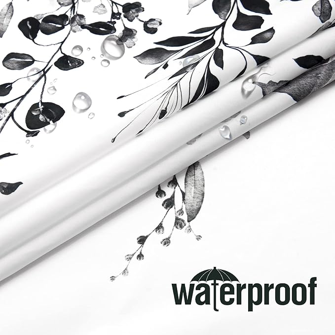 Gibelle Black and White Eucalyptus Shower Curtain - Image 4