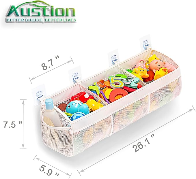 Original 3 Compartment Horizontal Large Openings Bath Toy Organizer - Image 3