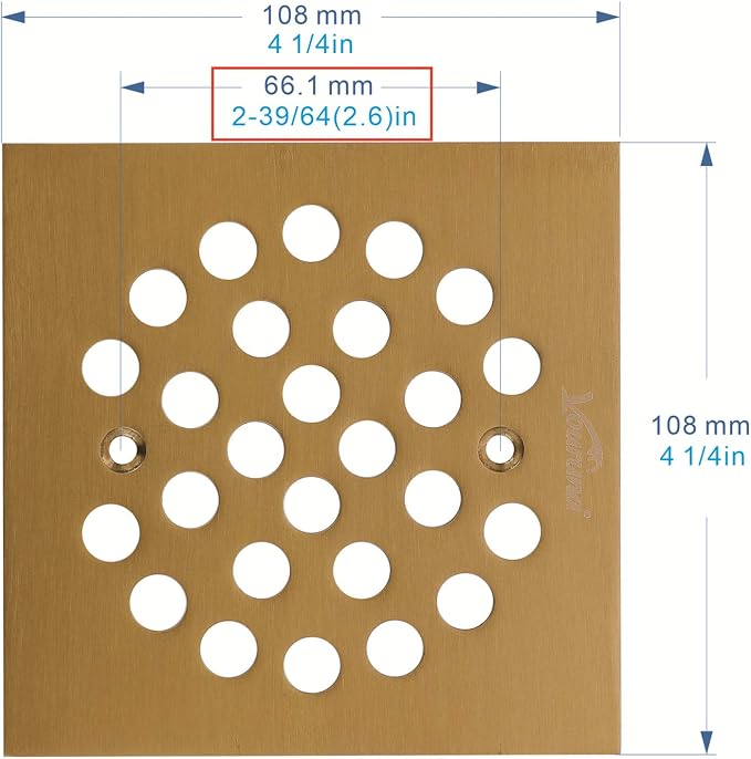 Square 4-1/4（4.25） inch （108mm*108mm） Screw-in Shower Floor Drain Grate Strainer - Image 6