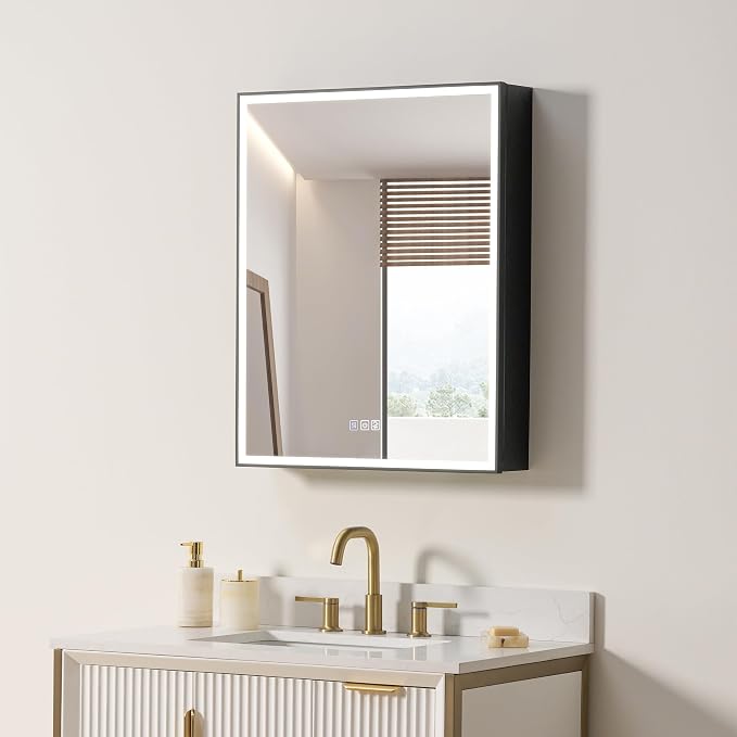 WELLFOR 24" X 30" LED Mirrored Medicine Cabinet, Medicine Cabinets by WELLFOR