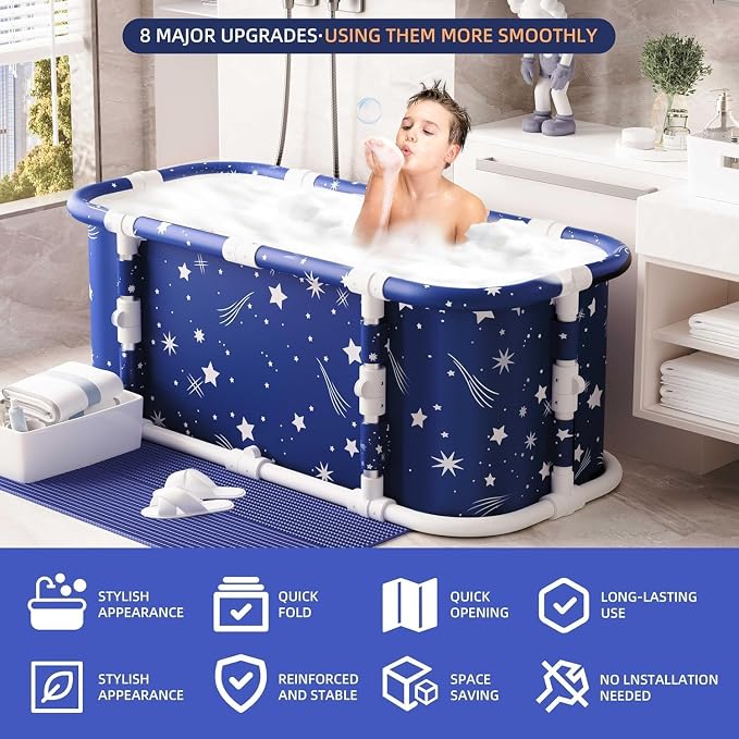 Portable Bathtub, 47“ Foldable Bathtub-Installation Free, 7 Layers Thicken - Image 6