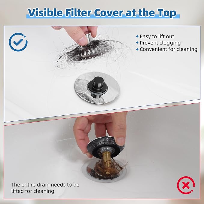 Metal 2 Pack Bathtub Drain Stopper - Image 3
