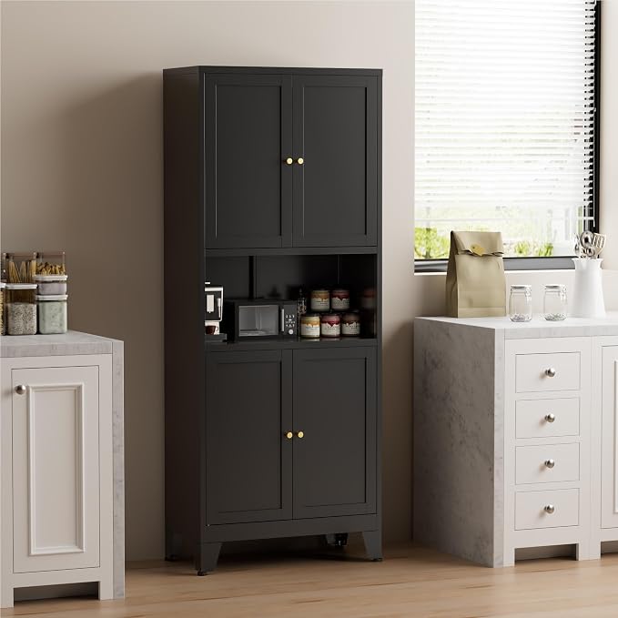 COFaR 69" Tall Modern Kitchen Pantry, Metal Storage Cabinet - Image 6