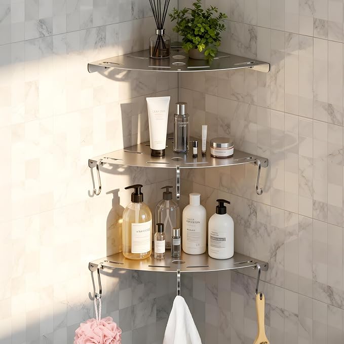 XIHLZYEH Corner Shower Shelves, 3 Pack 304 Stainless Steel Shower Shelf - Image 3