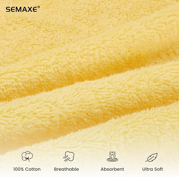 SEMAXE Yellow Hand Towels for Bathroom, 100% Cotton Towels - Image 3