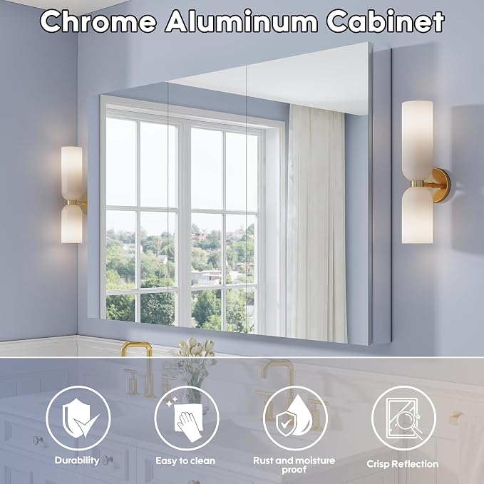 WELLFOR 56" x 36" Bathroom Medicine Cabinet - Image 3