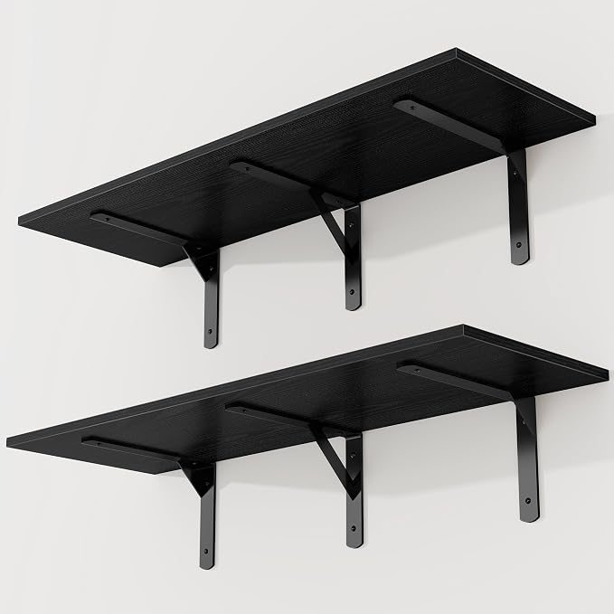 36 Inch Black Floating Shelves Wall Mounted, 12 Inch Deep Wall Shelves - Image 4