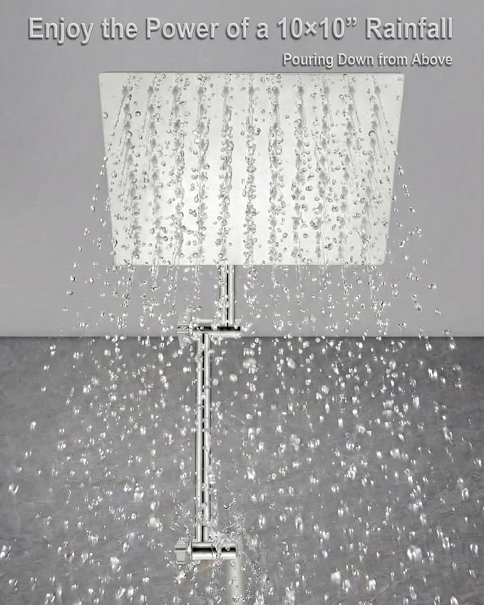 All Metal Rain Shower Head, Brass Adjustable Shower Arm Extender, Waterfall - Image 4