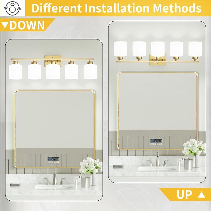 6 Light Gold Bathroom Vanity Light - Image 4