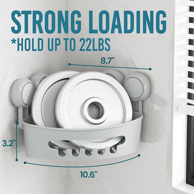TAILI Corner Shower Caddy with Suction Cups, Wall Mounted Organizer Plastic Rack - Image 3