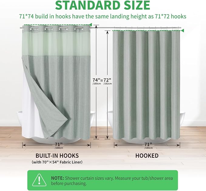 No Hooks Needed Linen Textured Shower Curtain - Image 6