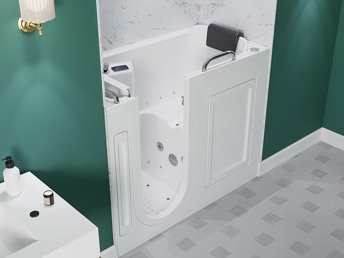 ANZZI Walk In Tub 53" x 27" Left-Drain Bathtub, Air & Whirlpool Massage Jets - Image 9